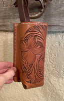 Tooled saddle water bottle holder