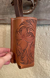 Tooled saddle water bottle holder